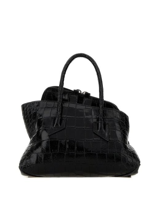 The Attico Black Leather Mini La Passeggiata Handbag