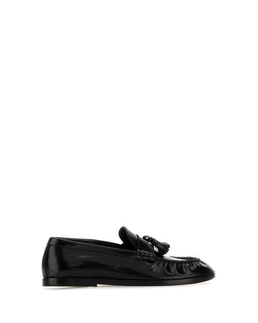 The Row Black Leather Loafers