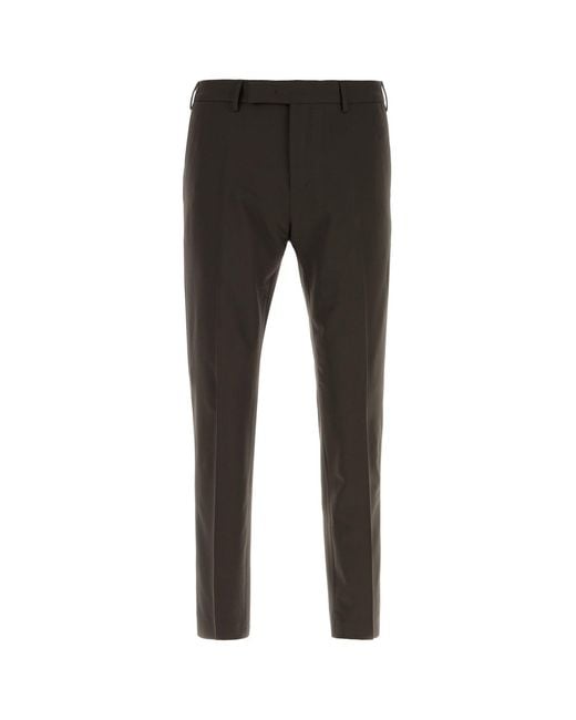 PT Torino Black Dark Brown Stretch Wool Pant for men