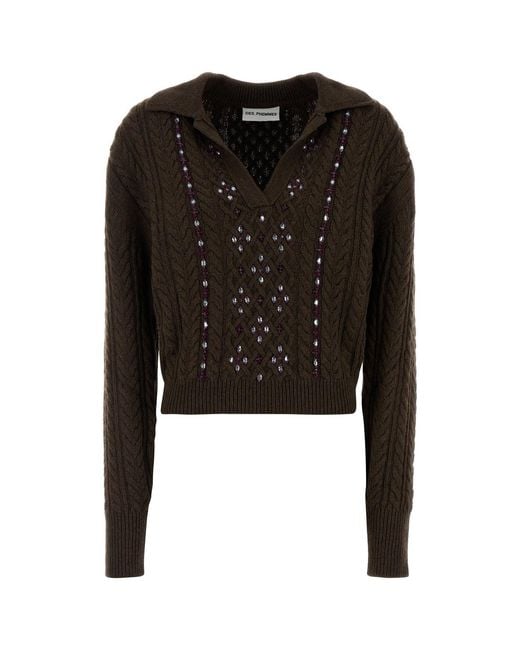 Des Phemmes Black Chocolate Nylon Blend Sweater