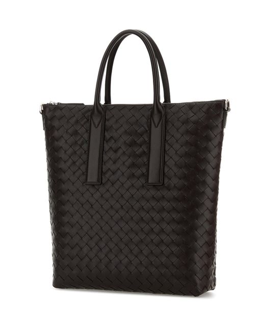 Borsa shopping North-South in pelle testa di moro di Bottega Veneta in Black da Uomo
