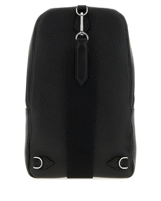 Montblanc Black Leather Crossbody Bag for men