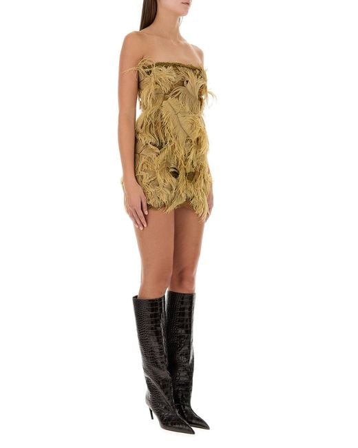 The Attico Natural Lace And Mesh Min Dress
