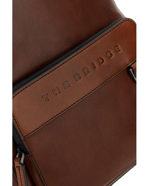 Zaino Damiano piccolo in pelle marrone di The Bridge in Brown
