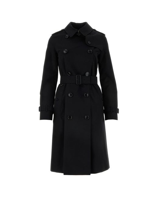 Burberry Black Heritage Kensington Long Trench Coat