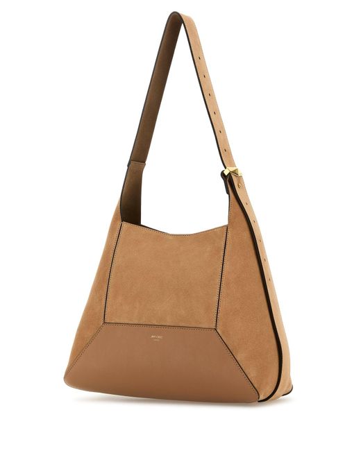 Jimmy Choo Brown Camel Suede Medium Diamond Shoulder Bag