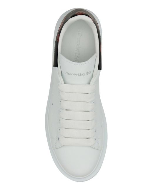 McQueen White Leather Sneakers With Printed Leather Heel