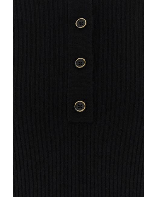 Uma Wang Black Cashmere Henley Sweater