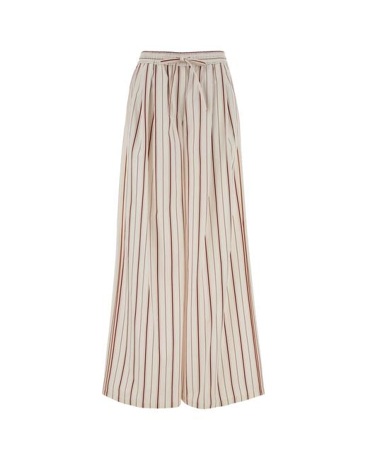 Dolce & Gabbana White Embroidered Poplin Wide-leg Pant