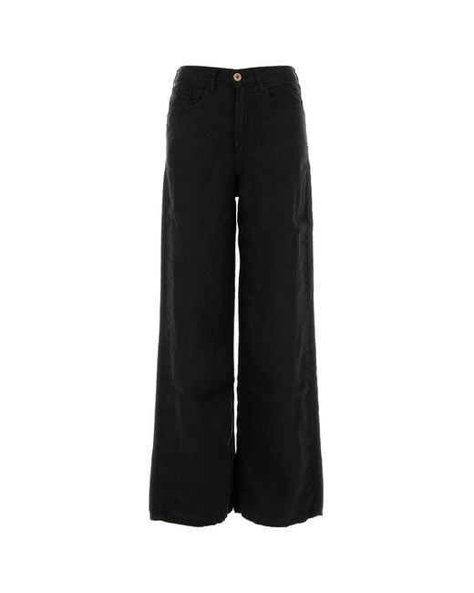 Lois Black Linen Skater Wide-leg Pant