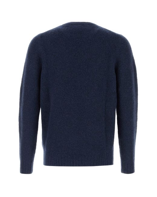 Fedeli Navy Blue Stretch Wool Blend Sweater for men