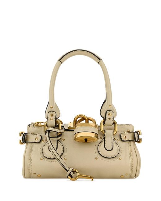 Chloé Metallic Sand Leather Small Paddington Handbag