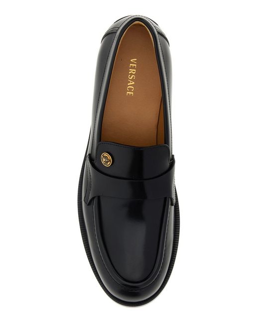Versace Black Leather Loafers for men
