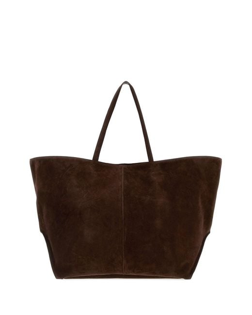 Jil Sander Brown Suede Linea Xl Shopping Bag