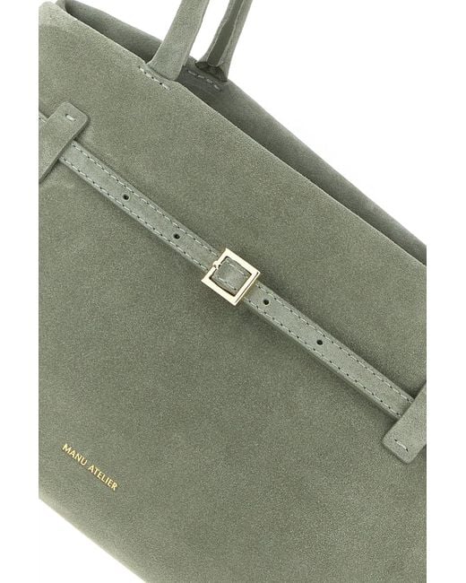 MANU Atelier Sage Green Suede Le Cambon East West Shoulder Bag