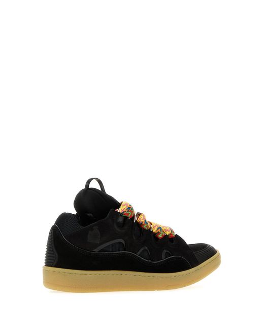 Lanvin Black Leather And Fabric Curb Sneakers for men