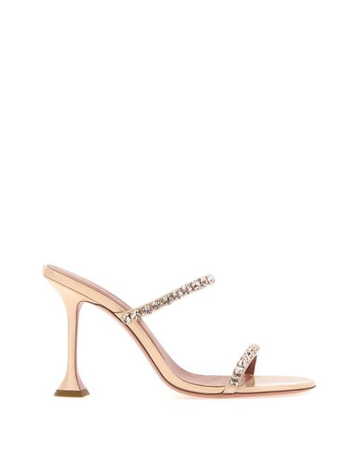 AMINA MUADDI White Skin Pink Leather Gigi Mules