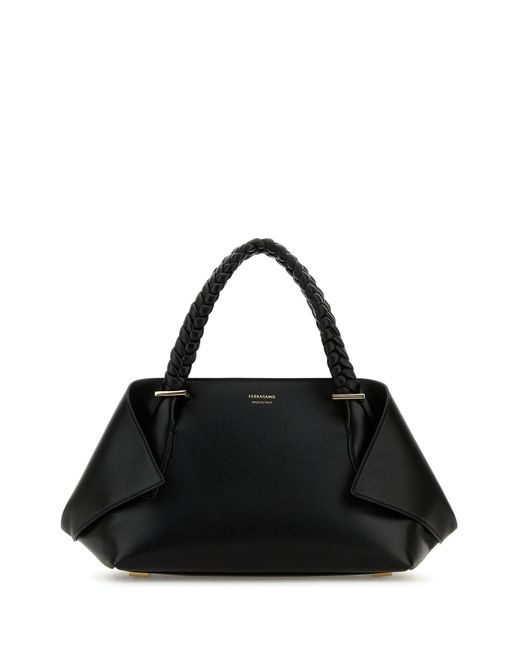 Borsa a mano media in pelle nera di Ferragamo in Black