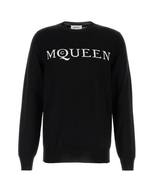 McQueen Black Wool Sweater for men