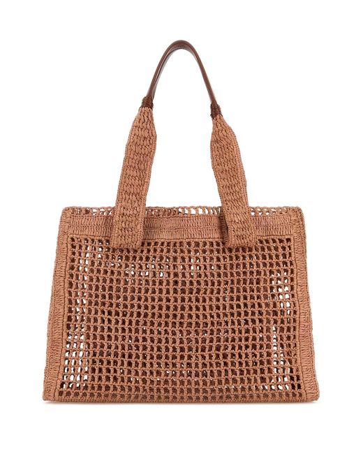 Chloé Brown Antiqued Pink Raffia East-west Summer Banana Shopping Bag