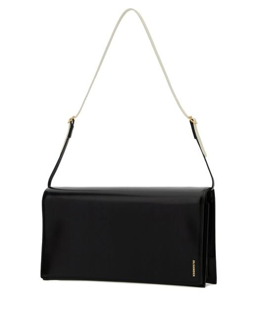 Jil Sander Black Leather Medium File Shoulder Bag