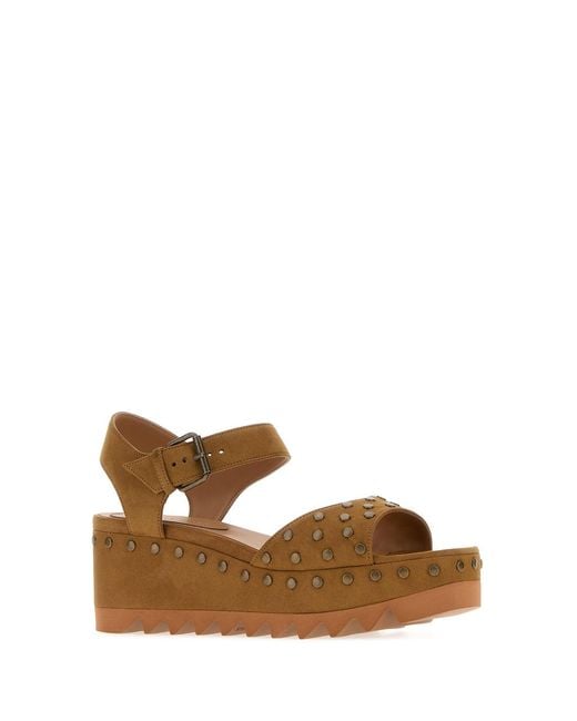 Stella McCartney Brown Biscuit Alter Suede Elyse Sandals