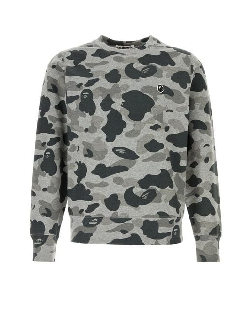 A Bathing Ape Gray Printed Cotton Sweatshirt for men