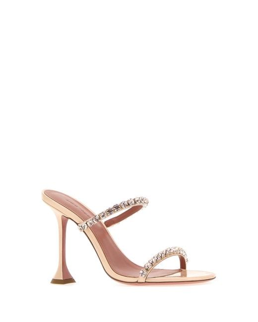 AMINA MUADDI White Skin Pink Leather Gigi Mules