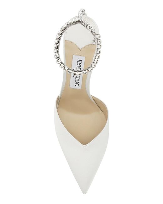 Jimmy Choo White Ivory Satin Saeda 100 Pumps