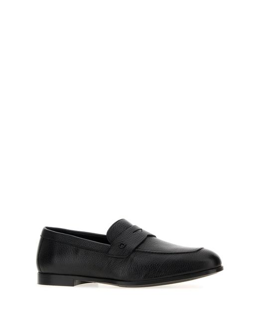 Ferragamo Black Salvatore Leather Tiberio Loafers for men