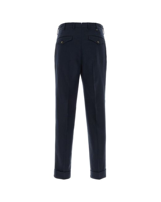 PT Torino Navy Blue Cotton Blend Pant for men