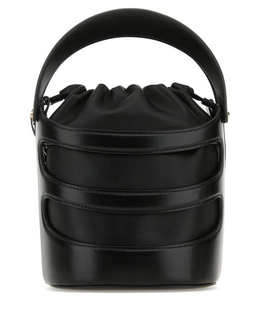 McQueen Black Leather The Rise Bucket Bag
