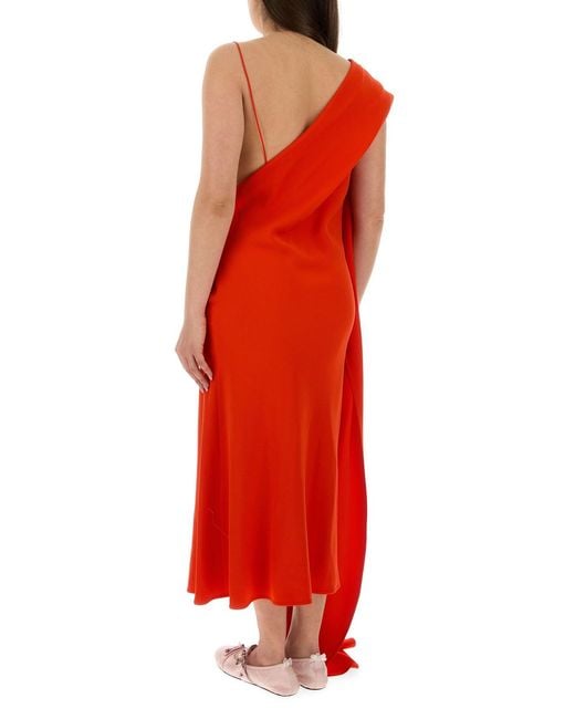 Balenciaga Red Coral Crepe Long Dress