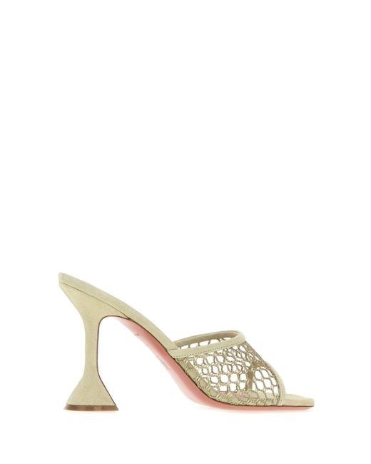 AMINA MUADDI Metallic Sage Green Suede And Mesh Lupita Net Mules