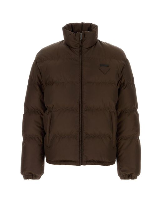 Piumino in Re-Nylon marrone di Prada in Brown da Uomo