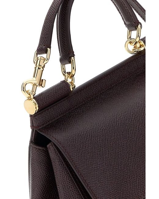Dolce & Gabbana Black Dolce & Gabbana Aubergine Leather Medium Sicily Handbag