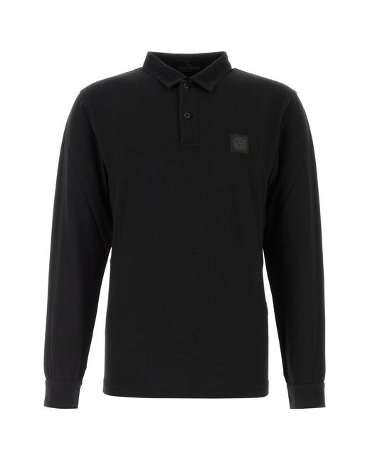 Stone Island Black Cotton Polo Shirt for men