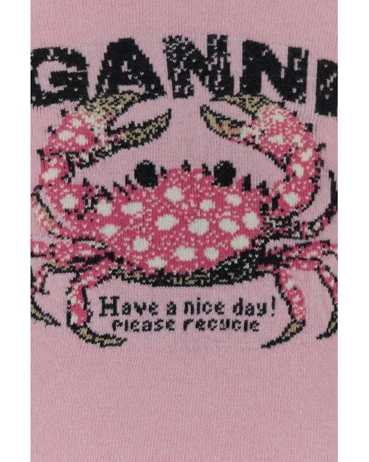 Ganni Pink Wool Blend Sweater