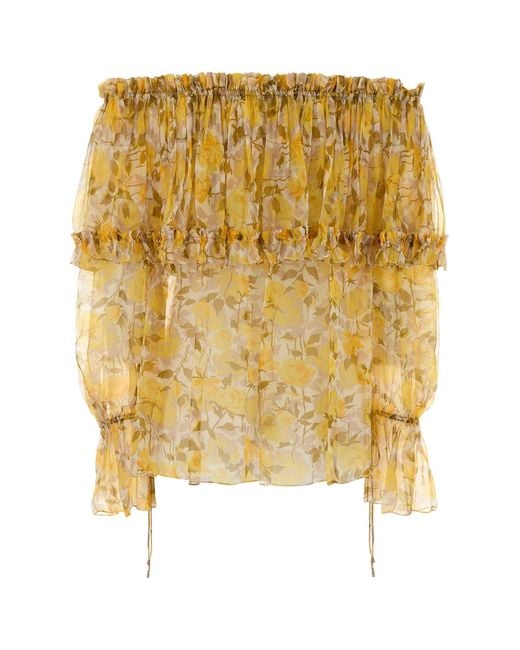 Chloé Yellow Printed Crepe Blouse