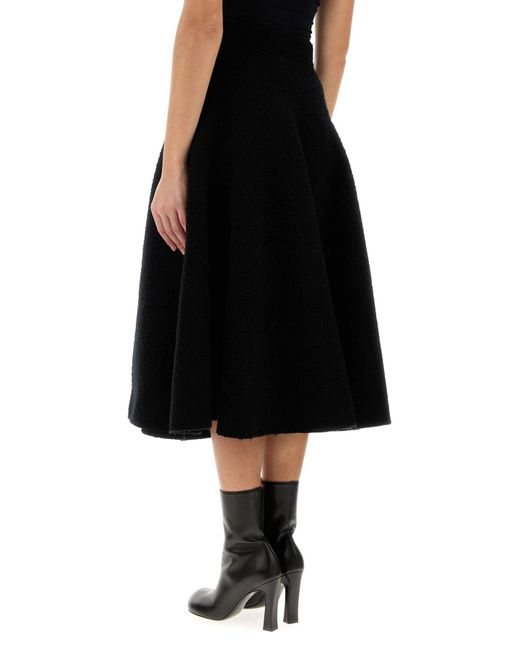 Gonna in misto cotone stretch nero di Bottega Veneta in Black