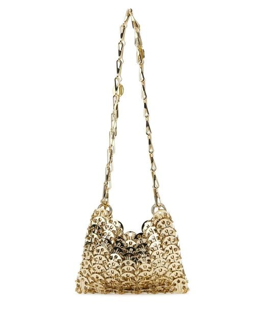 Borsa a spalla 1969 nano in metallo oro di Rabanne in Metallic