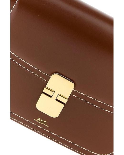 A.P.C. Brown Chocolate Leather Small Grace Crossbody Bag
