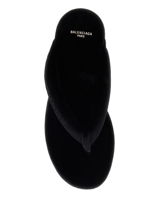 Balenciaga Black Velvet Thong Wedge