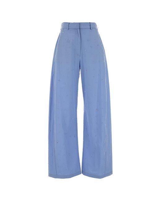 GIUSEPPE DI MORABITO Powder Light-blue Poplin Wide-leg Pant