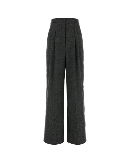 PT Torino Black Embroidered Wool Blend Wide-leg Pant