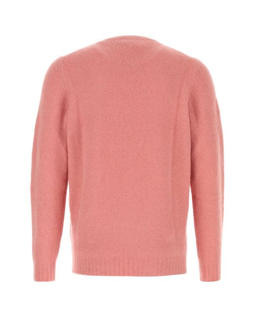 Fedeli Pink Salmon Stretch Wool Blend Sweater for men