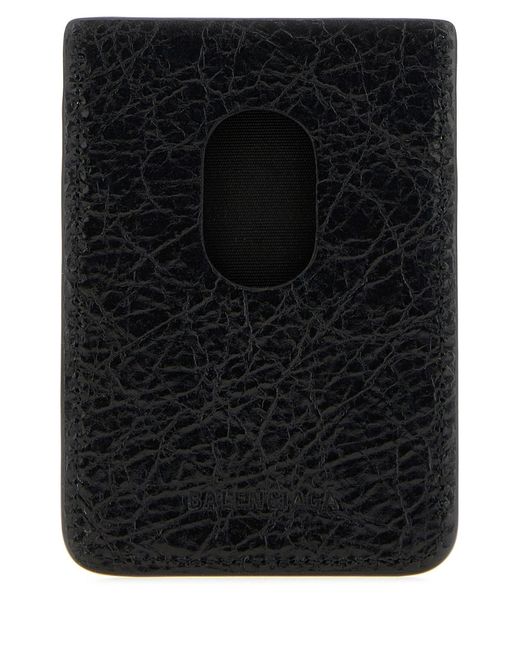 Balenciaga Black Leather Le City Card Holder for men