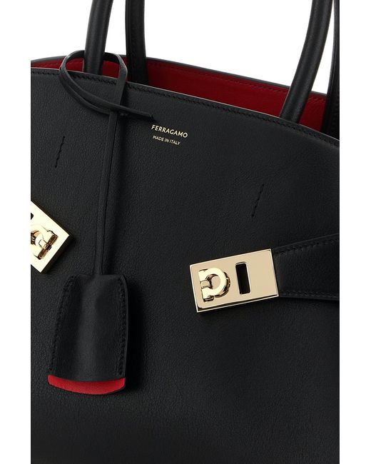 Ferragamo Black Leather Small Hug Handbag