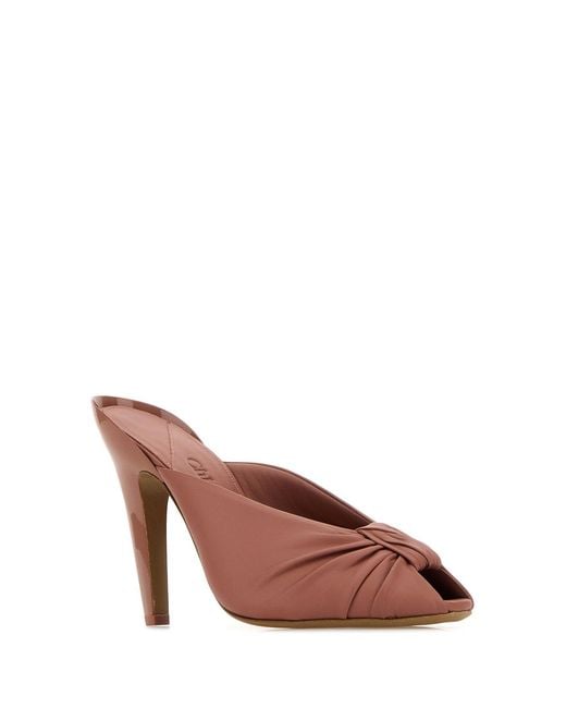 Chloé Brown Dark Pink Leather Suzie Mules