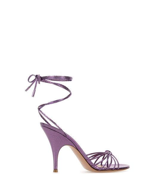 Gianvito Rossi Pink Purple Leather Malè Sandals